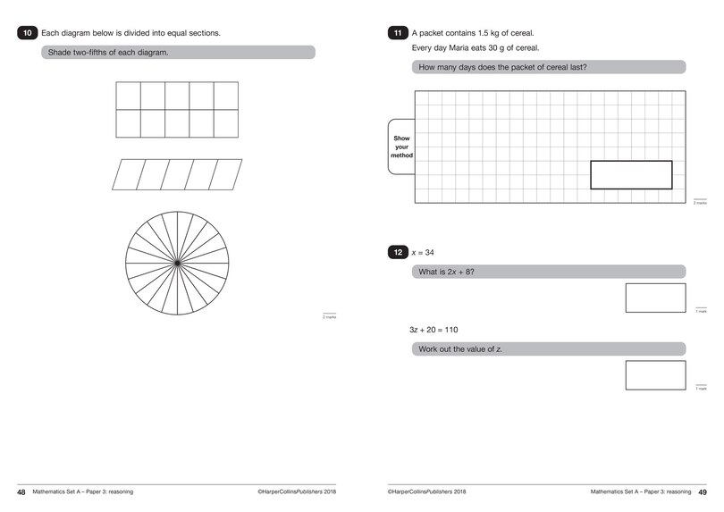 Aper&ccedil;u du contenu 2_KS2 Maths SATs Practice Papers