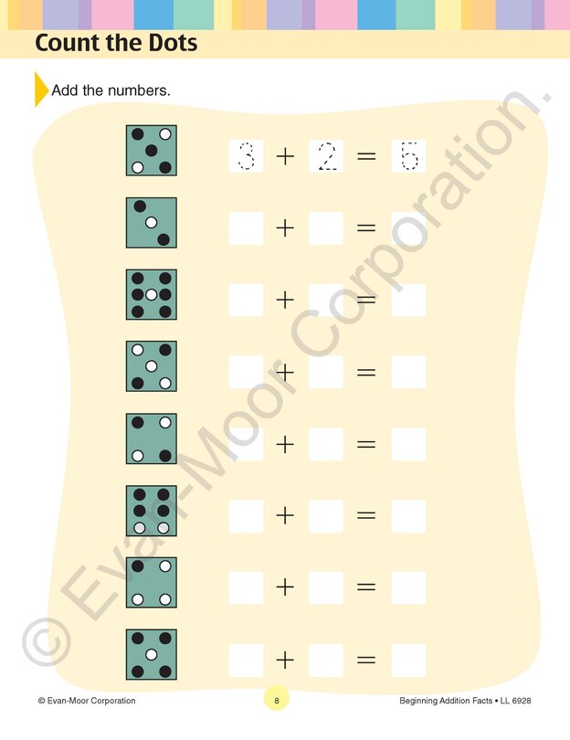 Aperçu du contenu 2_Learning Line: Beginning Addition - Facts to 10, Grade 1 Workbook
