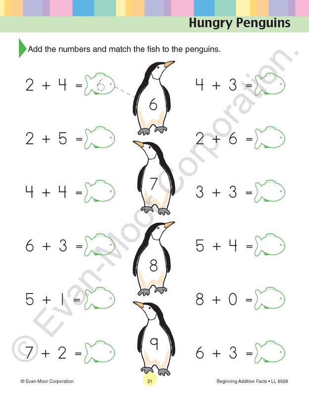Aperçu du contenu 4_Learning Line: Beginning Addition - Facts to 10, Grade 1 Workbook