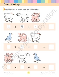 Aperçu du contenu 5_Learning Line: Beginning Addition - Facts to 10, Grade 1 Workbook