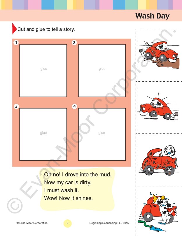 Aperçu du contenu_Learning Line: Beginning Sequencing, PreK - Kindergarten Workbook