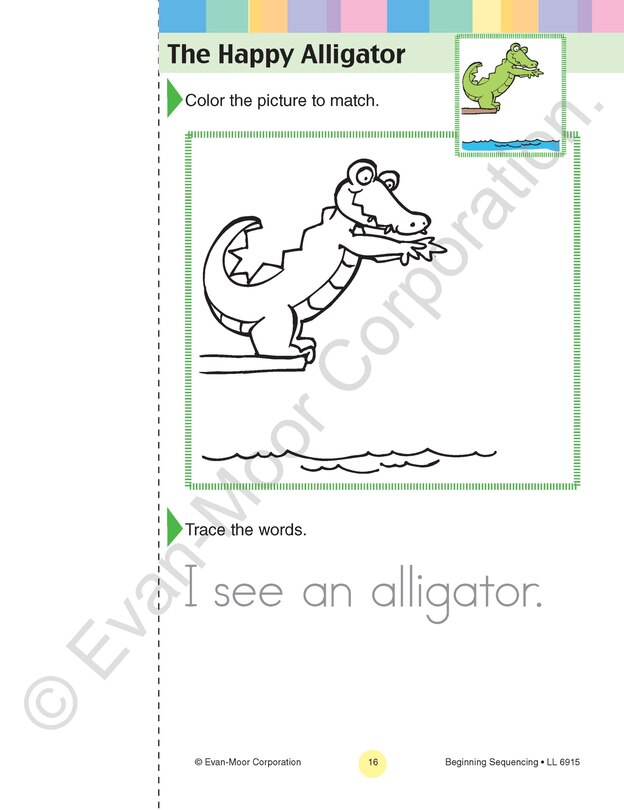 Aperçu du contenu 4_Learning Line: Beginning Sequencing, PreK - Kindergarten Workbook