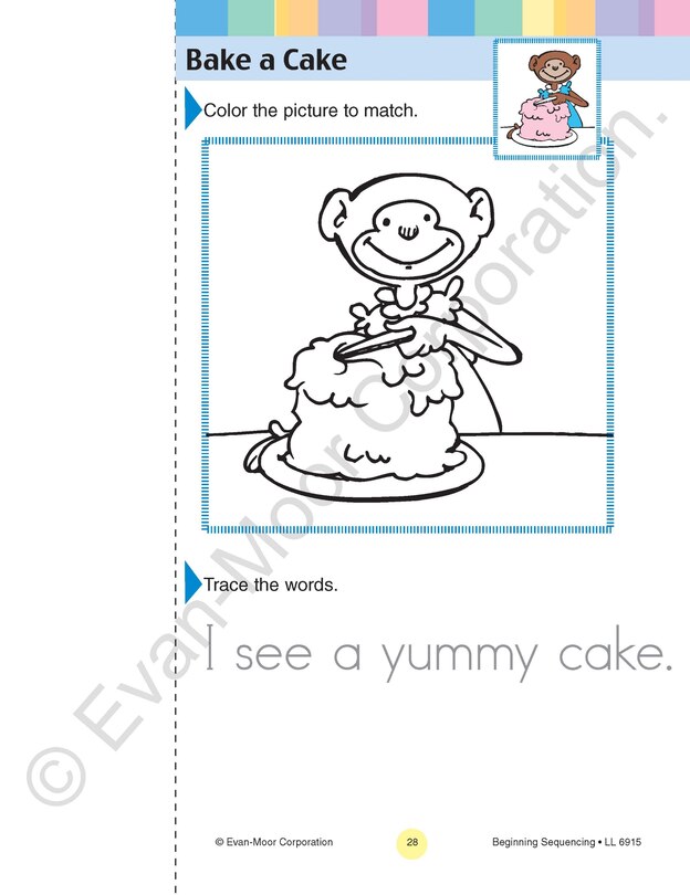 Aperçu du contenu 5_Learning Line: Beginning Sequencing, PreK - Kindergarten Workbook