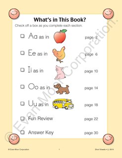 Sample content_Learning Line: Short Vowels, Kindergarten - Grade 1 Workbook