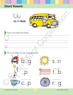 Sample content 4_Learning Line: Short Vowels, Kindergarten - Grade 1 Workbook