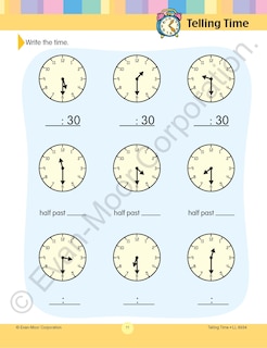 Aperçu du contenu 2_Learning Line: Telling Time, Grade 1 - 2 Workbook