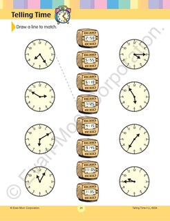 Aperçu du contenu 4_Learning Line: Telling Time, Grade 1 - 2 Workbook