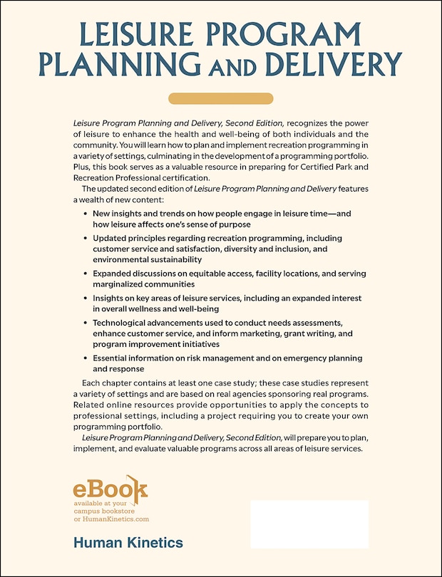 Back cover_Leisure Program Planning and Delivery