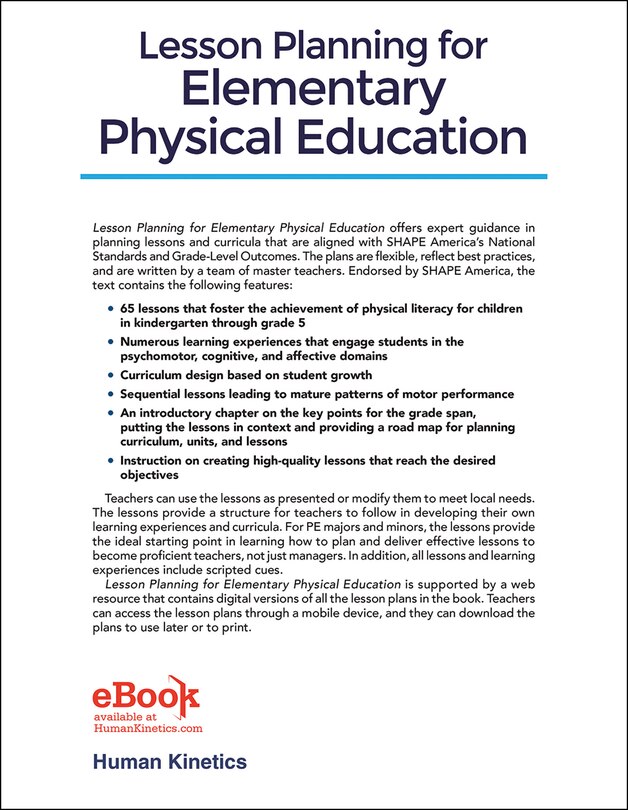 Couverture arri&egrave;re_Lesson Planning for Elementary Physical Education
