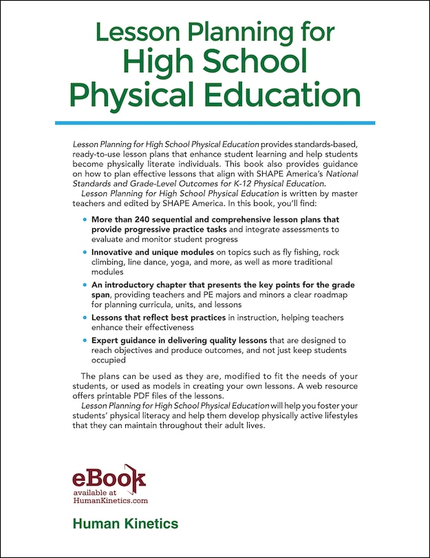 Back cover_Lesson Planning for High School Physical Education