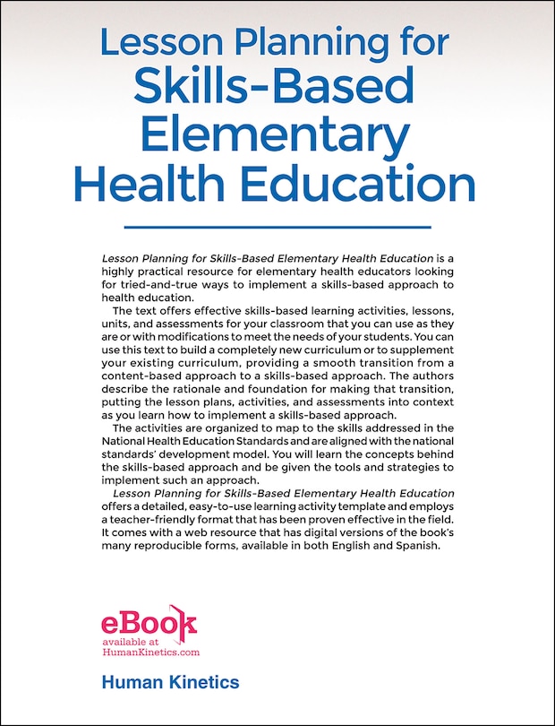 Couverture arri&egrave;re_Lesson Planning for Skills-Based Elementary Health Education