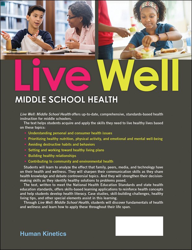Couverture arri&egrave;re_Live Well Middle School Health