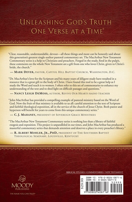 Back cover_Luke 1-5 MacArthur New Testament Commentary