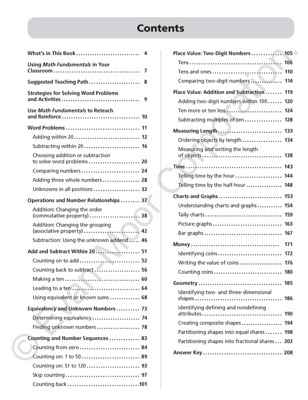 Sample content_Math Fundamentals, Grade 1 Teacher Resource