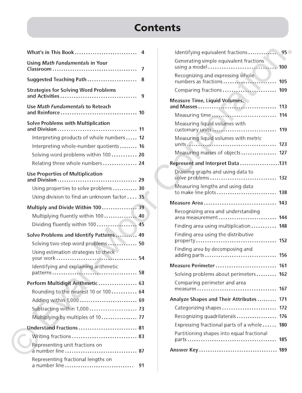 Sample content_Math Fundamentals, Grade 3 Teacher Resource