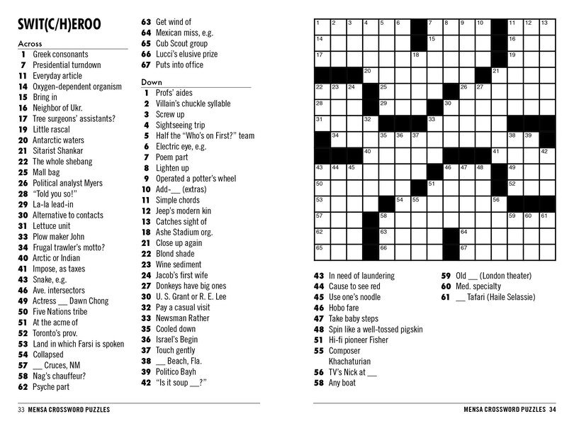 Sample content_Mensa 10-Minute Crossword Puzzles