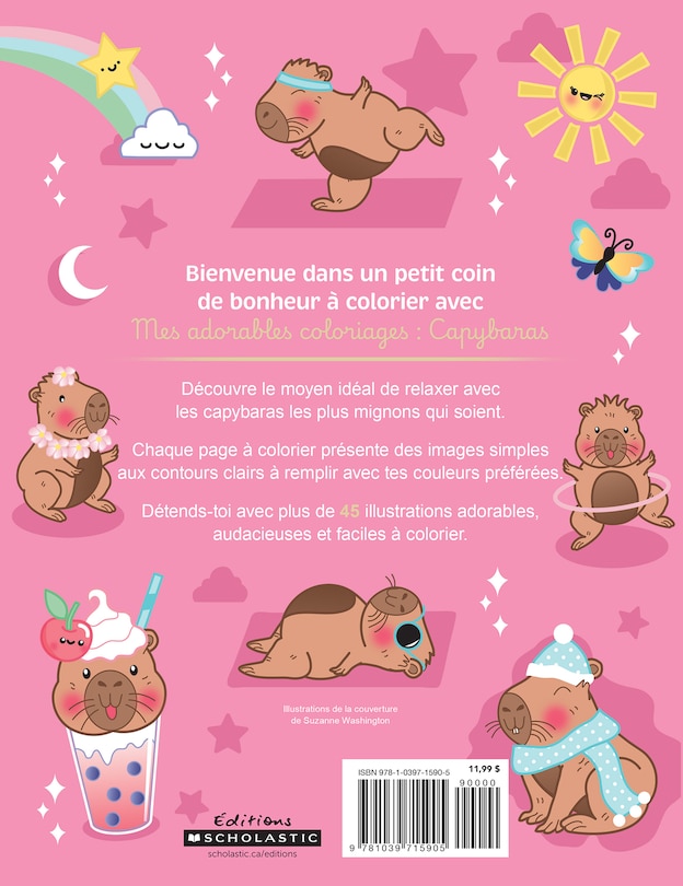 Couverture arri&egrave;re_Mes adorables coloriages : Capybaras