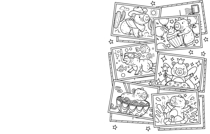 Aper&ccedil;u du contenu_Mes adorables coloriages : Capybaras