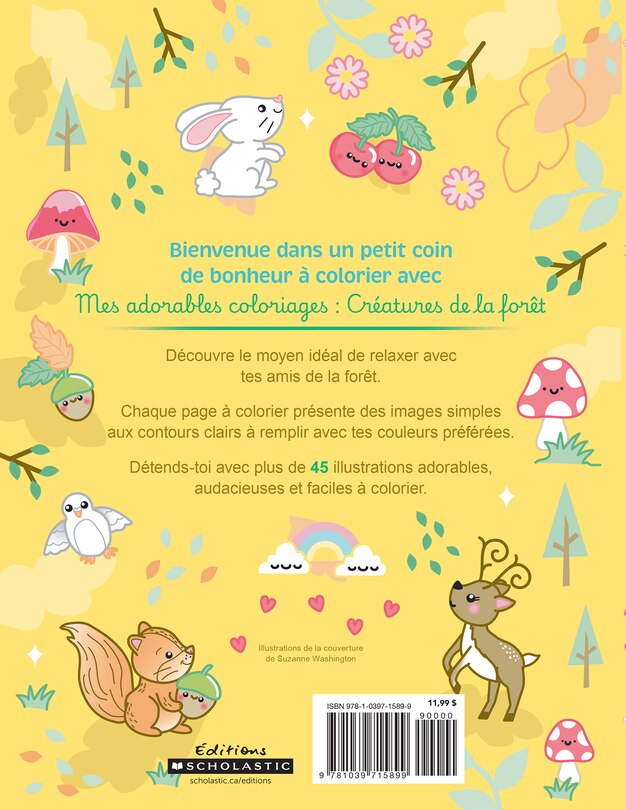 Couverture arri&egrave;re_Mes adorables coloriages : Cr&eacute;atures de la for&ecirc;t