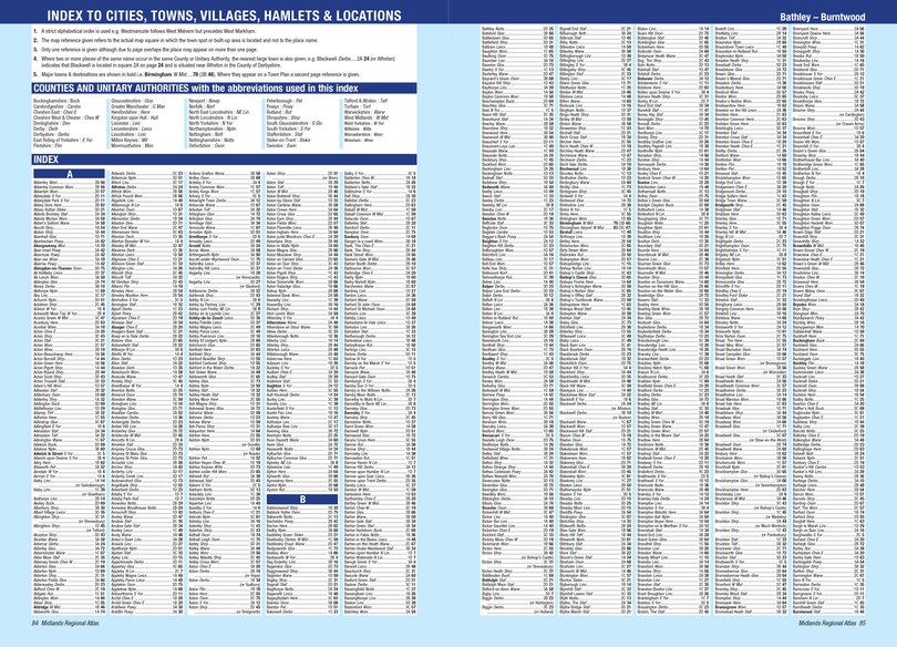 Aper&ccedil;u du contenu_Midlands A-Z Road Atlas