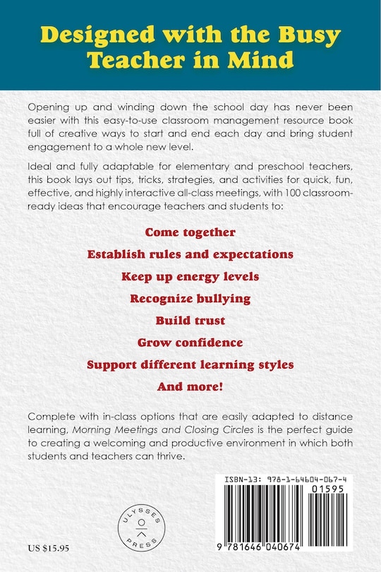 Back cover_Morning Meetings And Closing Circles