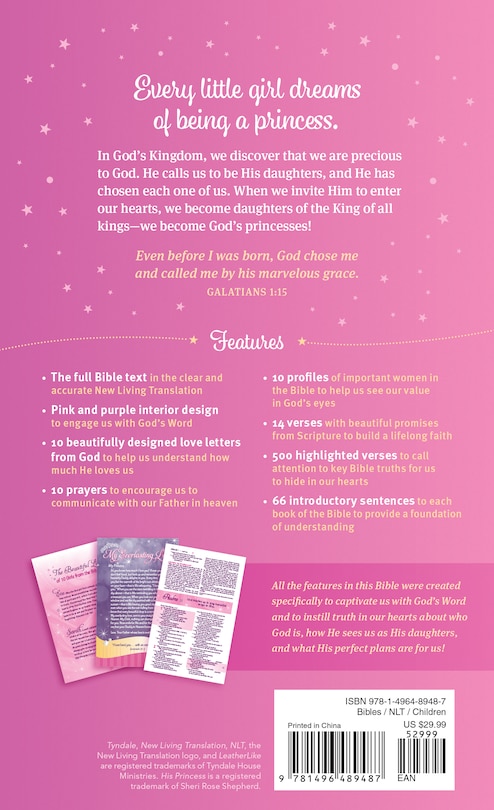 Couverture arrière_My Beautiful Princess Bible NLT (Leatherlike, Pink Sparkles)