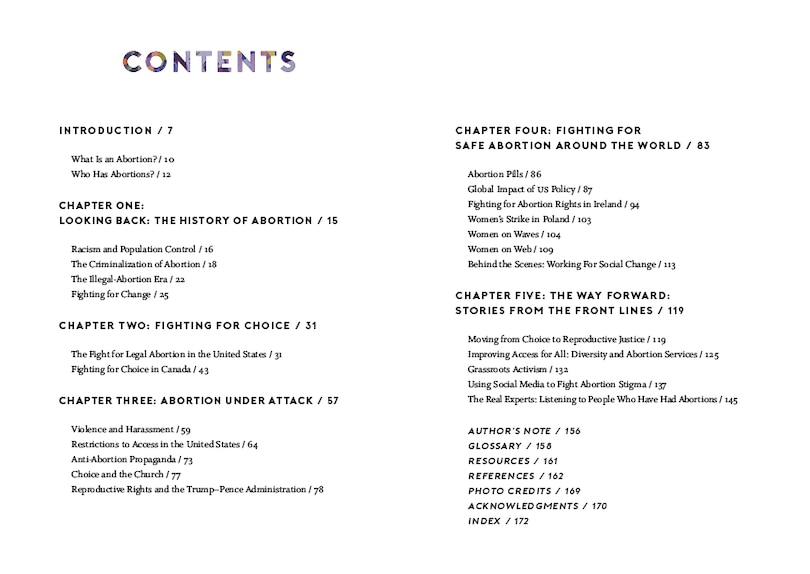 Table of contents_My Body, My Choice