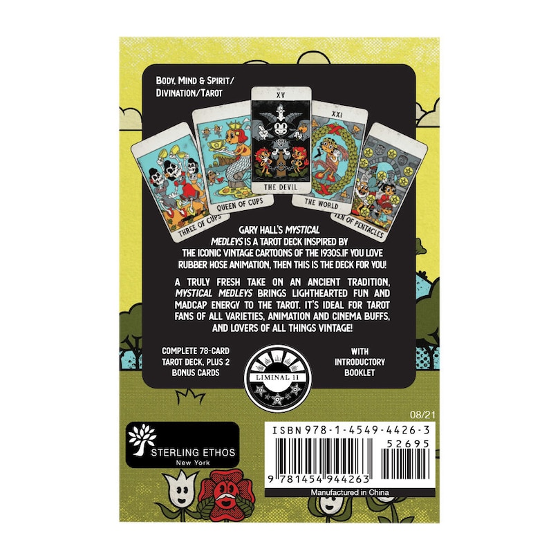 Back cover_Mystical Medleys Vintage Cartoon Tarot Deck