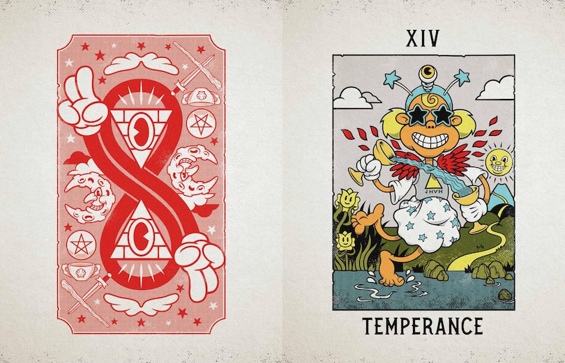 Sample content 3_Mystical Medleys: A Vintage Cartoon Tarot Poster Book