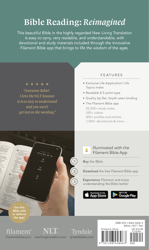 Back cover_NLT Premium Value Thinline Bible, Filament Enabled (LeatherLike, Dark Brown Cross)