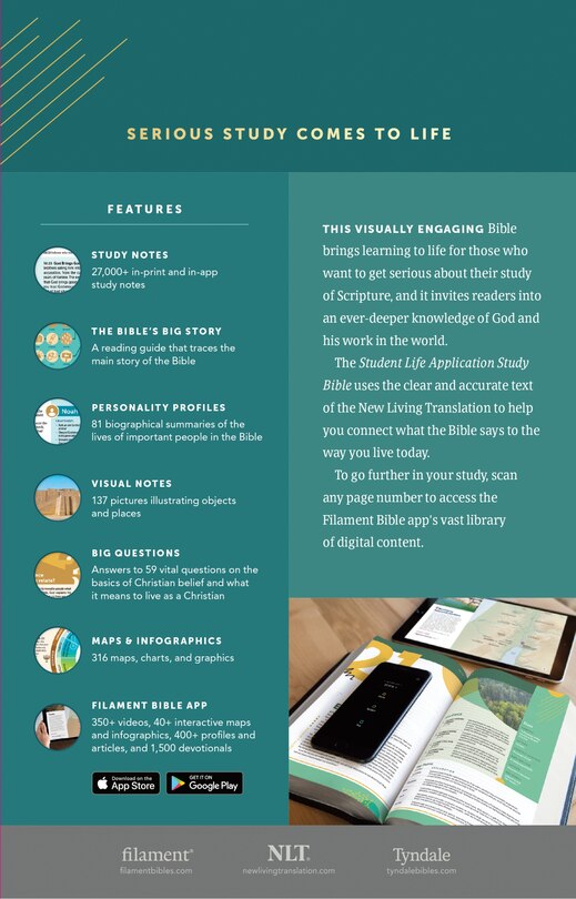 Back cover_NLT Student Life Application Study Bible, Filament Enabled (LeatherLike, Charcoal Gray Striped, Red Letter)