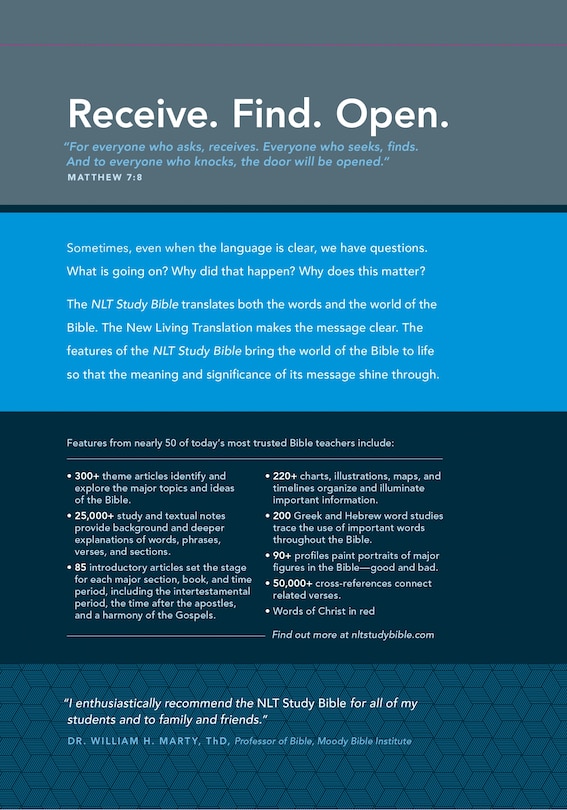 Back cover_NLT Study Bible (Hardcover Cloth, Blue, Red Letter)