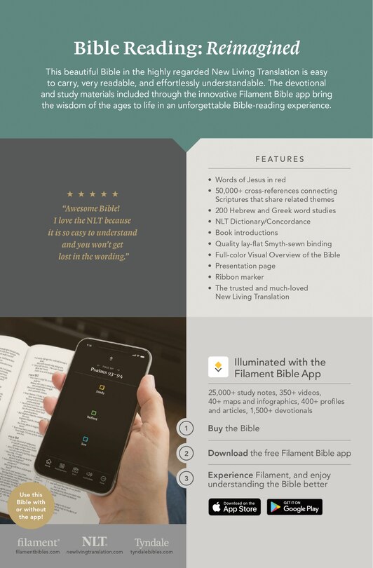 Back cover_NLT Thinline Center-Column Reference Bible, Filament Enabled (Leatherlike, Peony Rich Teal, Indexed, Red Letter)