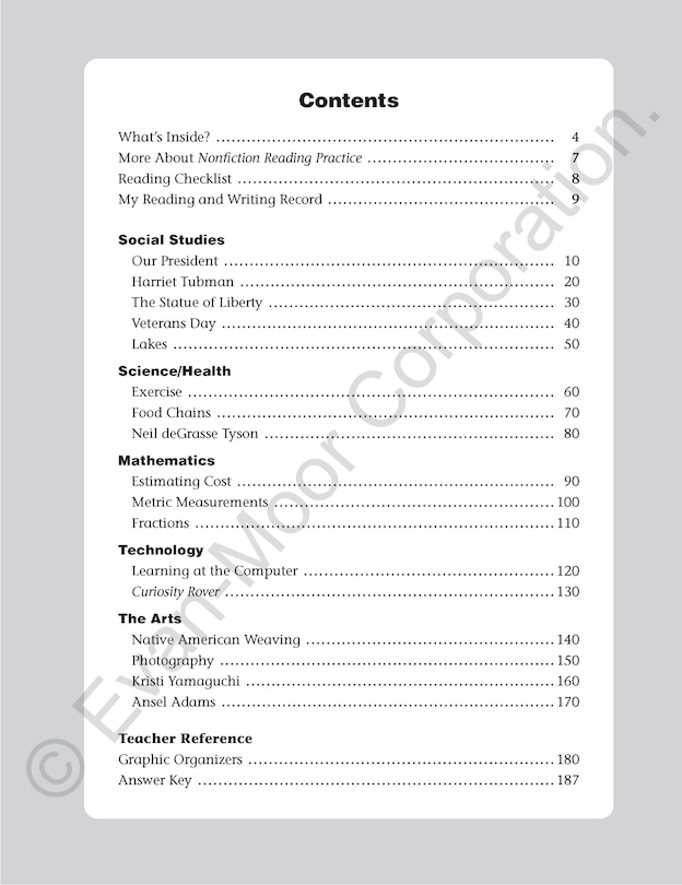 Sample content_Nonfiction Reading Practice, Grade 2 Teacher Resource