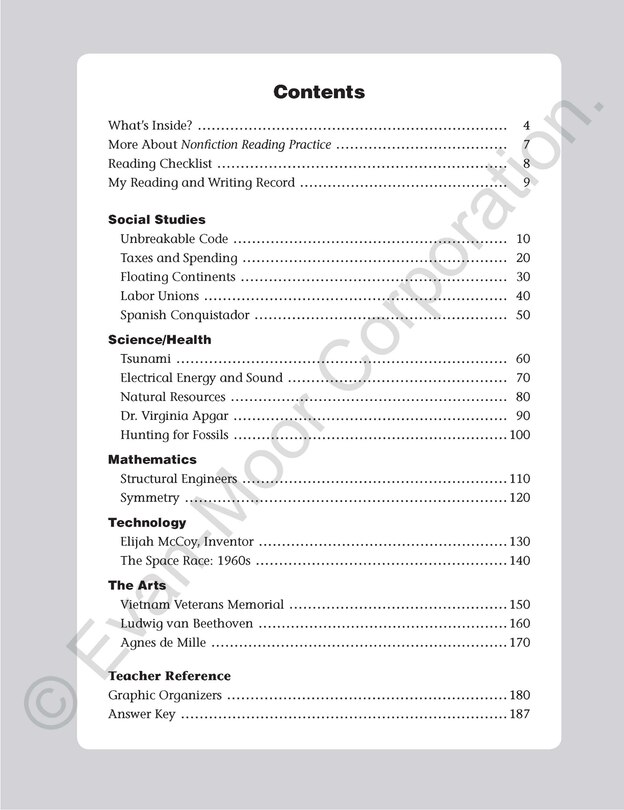 Sample content_Nonfiction Reading Practice, Grade 4 Teacher Resource