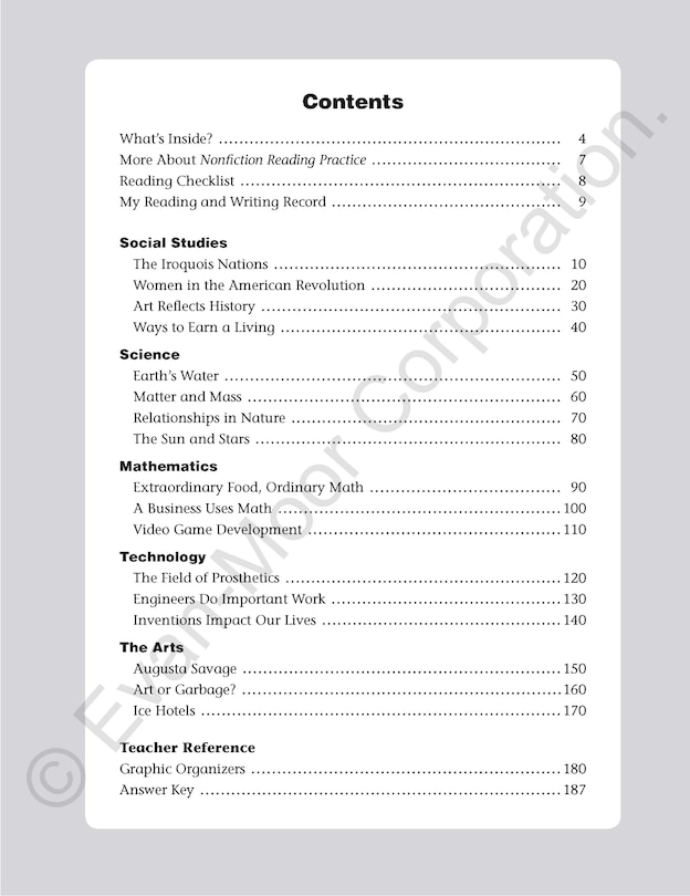 Sample content_Nonfiction Reading Practice, Grade 5 Teacher Resource