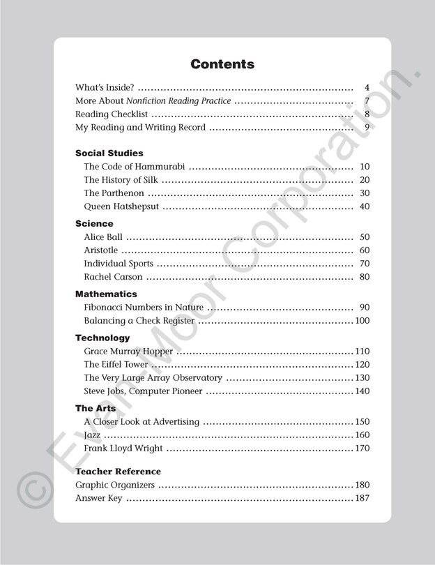 Sample content_Nonfiction Reading Practice, Grade 6 Teacher Resource