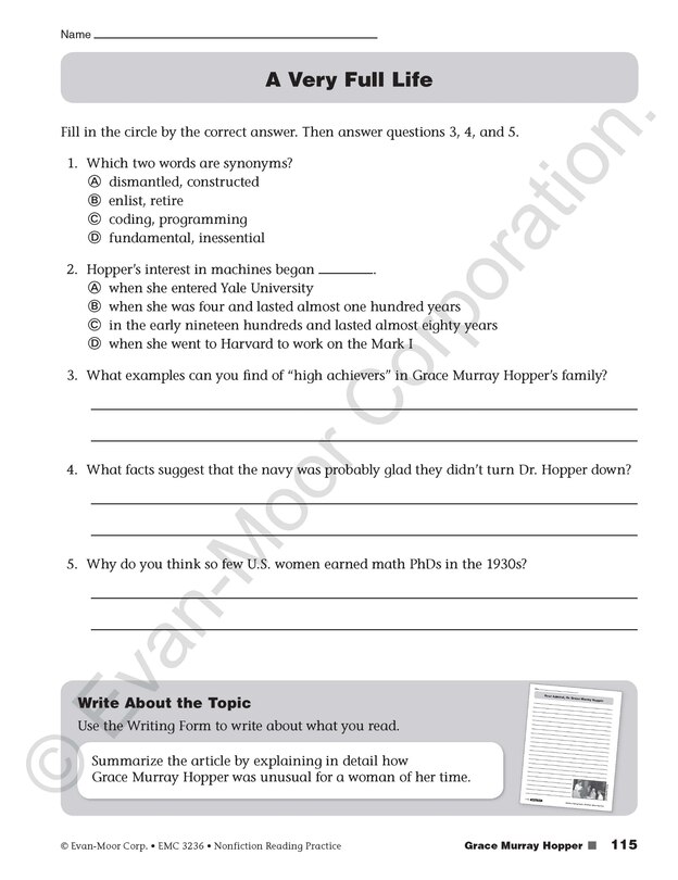 Sample content 5_Nonfiction Reading Practice, Grade 6 Teacher Resource