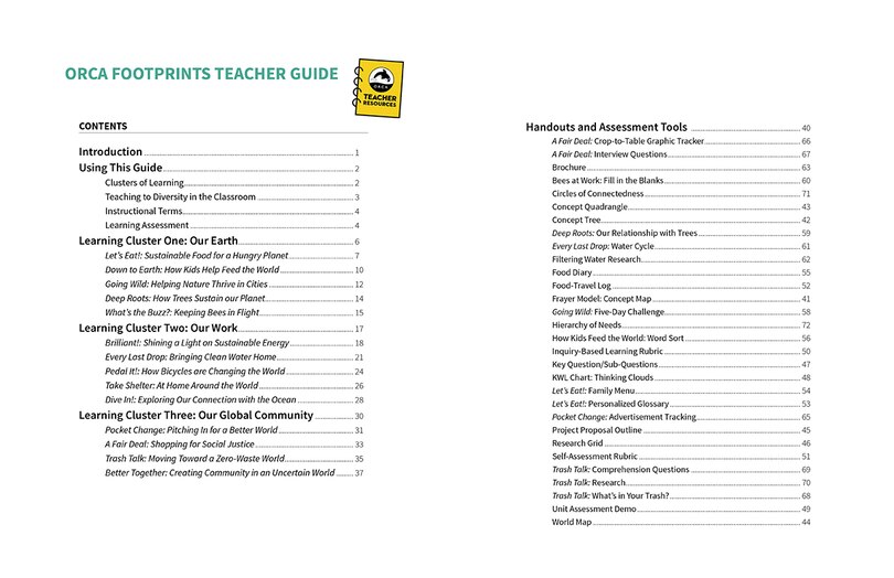 Table des matières_Orca Footprints Teacher Guide