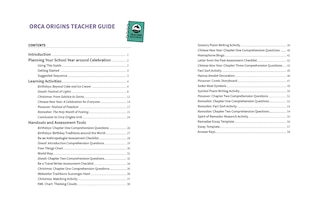Table of contents_Orca Origins Teacher Guide