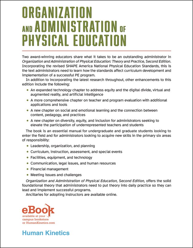 Couverture arri&egrave;re_Organization and Administration of Physical Education