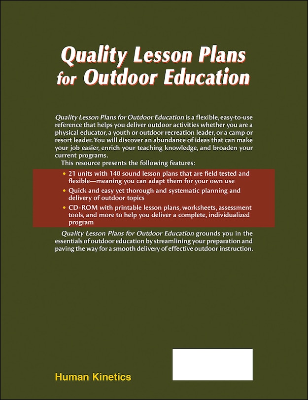 Back cover_Quality Lesson PLans for Outdoor Education