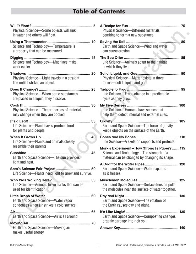 Aperçu du contenu_Read and Understand Science, Grade 1 - 2 Teacher Resource