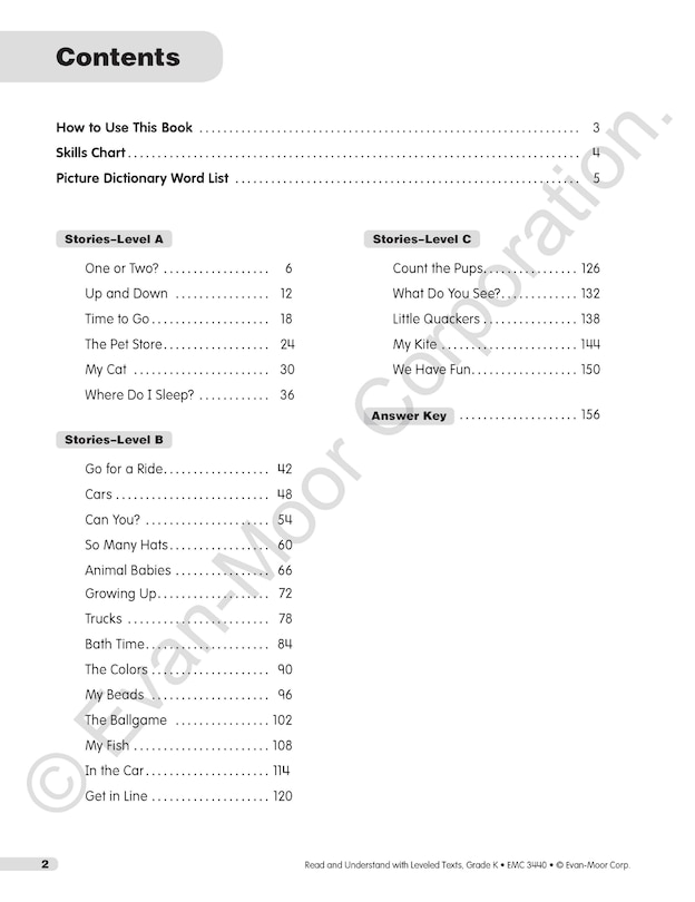 Sample content_Read and Understand with Leveled Texts, Kindergarten Teacher Resource