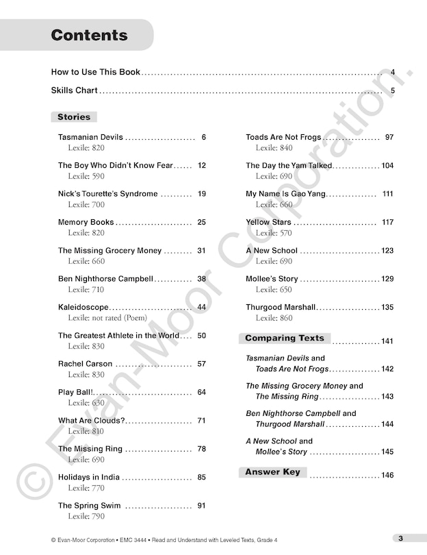 Sample content_Read and Understand with Leveled Texts, Grade 4 Teacher Resource