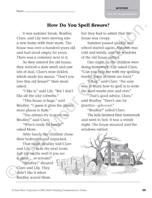 Sample content 3_Reading Comprehension: Fiction, Grade 3 Teacher Resource