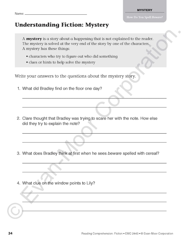 Sample content 4_Reading Comprehension: Fiction, Grade 3 Teacher Resource