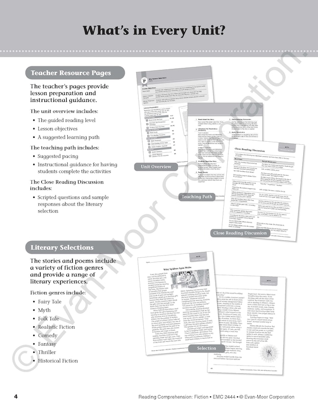 Sample content_Reading Comprehension: Fiction, Grade 4 Teacher Resource