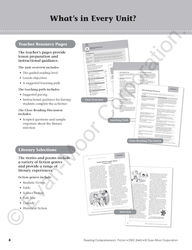 Sample content_Reading Comprehension: Fiction, Grade 5 Teacher Resource