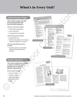 Aperçu du contenu_Reading Comprehension: Fiction, Grade 6 Teacher Resource